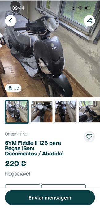 Sym Fiddle II 125 para peças (Abatida)