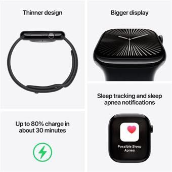 Apple Watch Series 10 42mm Rosa-Dourado com bracelete desportiva- novo, 3 anos de garantia