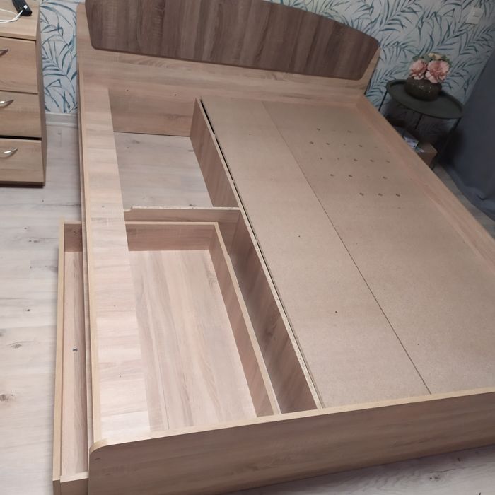 Кровать Астория 160х200 с двумя ящиками, Дуб Сонома,Трюфель