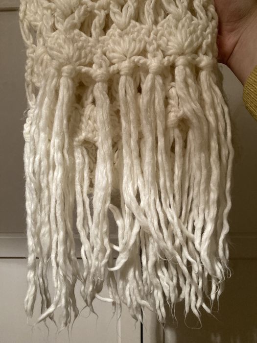 Szalik damski, ażurowy, biały/kremowy