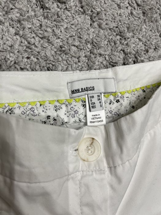 MANGO krótkie bermudy bawełniane spodenki białe szorty eleganckie S 36