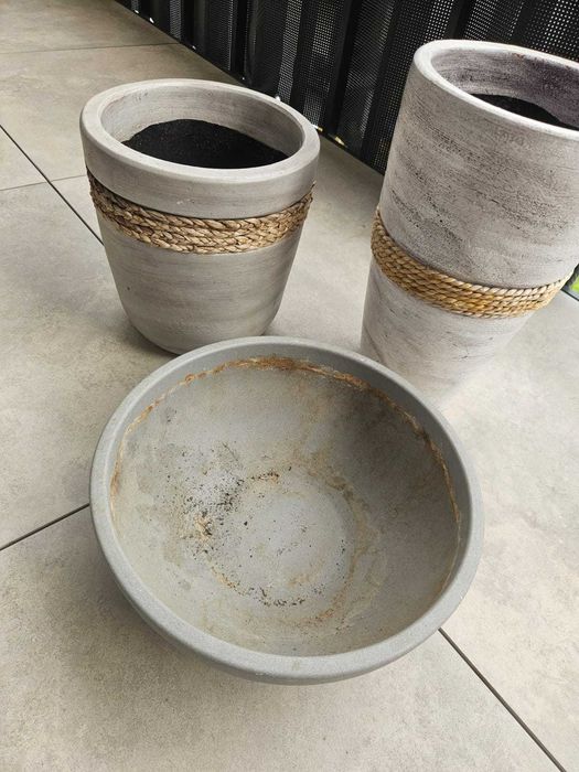 Donica ceramiczna betonowa do ogrodu 3 sztuki