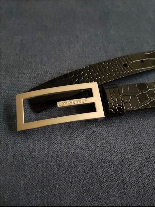 Czarny pasek croco LonGerre