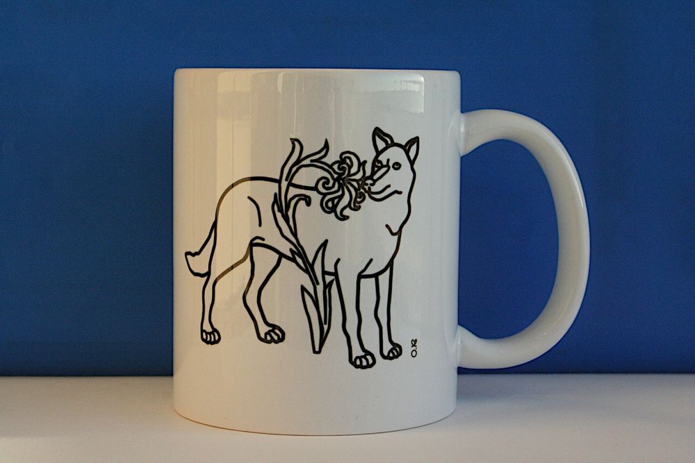 Чашка керамічна біла "Білий вовк"