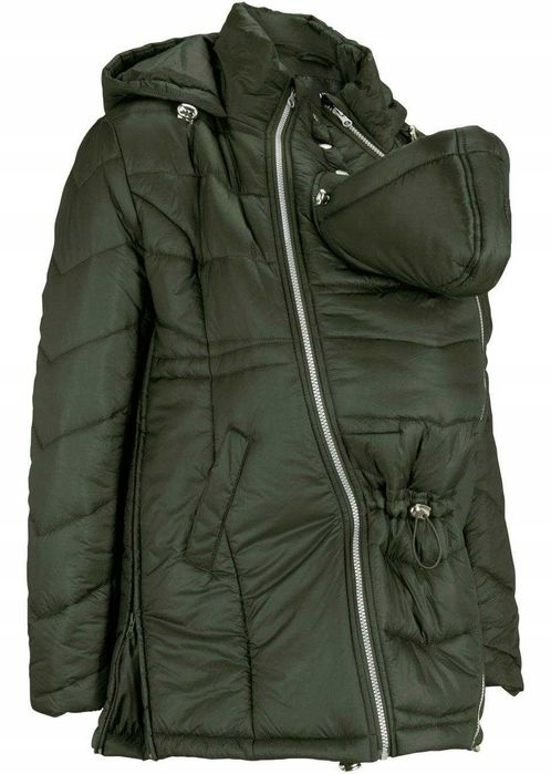 Kurtka ciążowa z wstawką dla dzidziusia - Ocieplana z kapturem