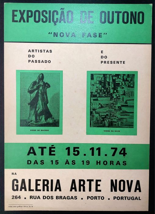 Cartaz Vieira da Silva e Diogo de Macedo - Exposição 1974 Porto