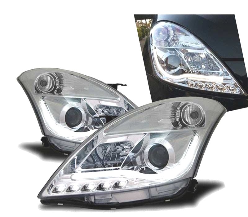 FAROIS FRONTAIS SUZUKI SWIFT 10- TUBE LIGHT FUNDO CROMADO