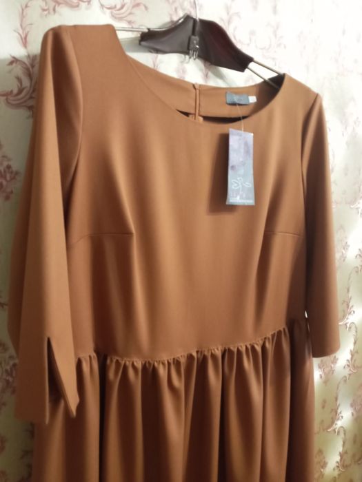 Платье размер 50 горчичного цвета