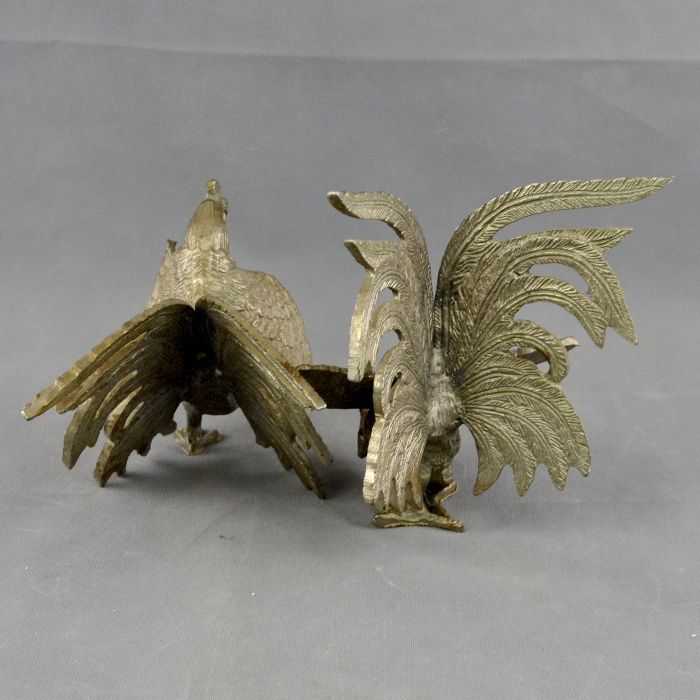 Figuras de Luta de Galos em metal prateado – n2