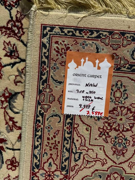 Dywan kaszmirowy r.tkany perski Iran Nain z jedwabiem 310x250 gal45tyś
