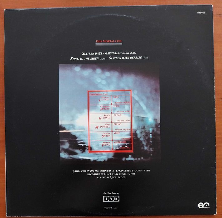 Vinil “Sixteen days / Song to the siren”, de This Mortal Coil