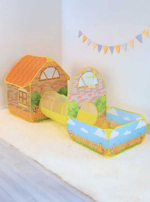 Дитячий намет 3в1 будиночок з тунелем та басейном палатка сухий басейн