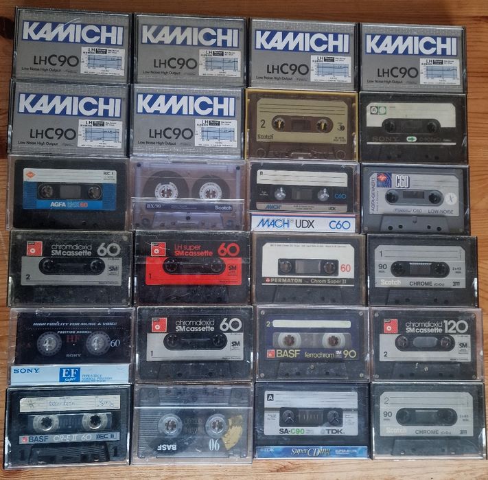 Kasety magnetofonowe TDK BASF Kamichi Sony AGFA-24 sztuki