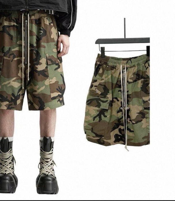Шорты rick owens type Camo base oversize baggy y2k shorts sk8 racer jaded london balenci довгі широкі оверсайз шорти карго камо камуфляж military