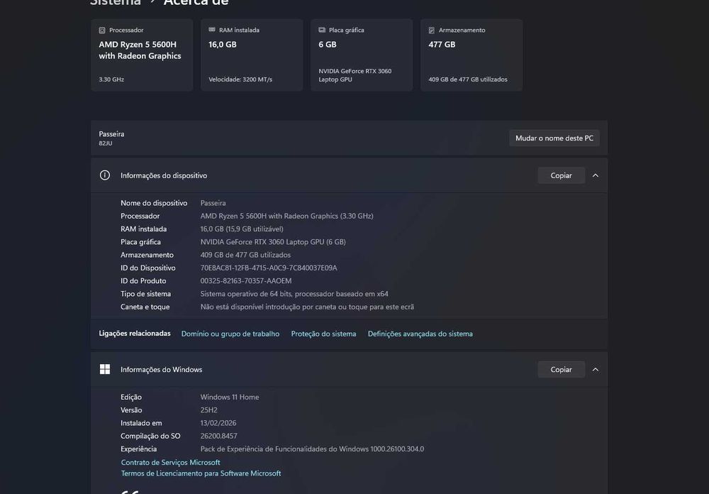 Portatil Gaming - Lenovo Legion 5 RTX 3060 16GB RAM