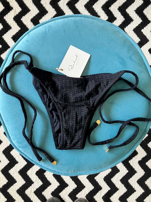 Nowy dół od bikini czarny wiązany Rio de Sol Brasil majtki złoto