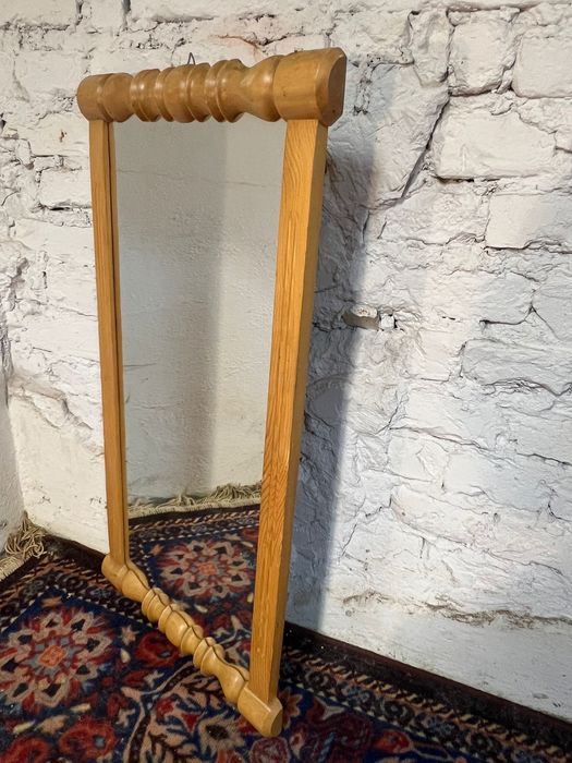 Lustro zdobione jasne drewno prl vintage retro
