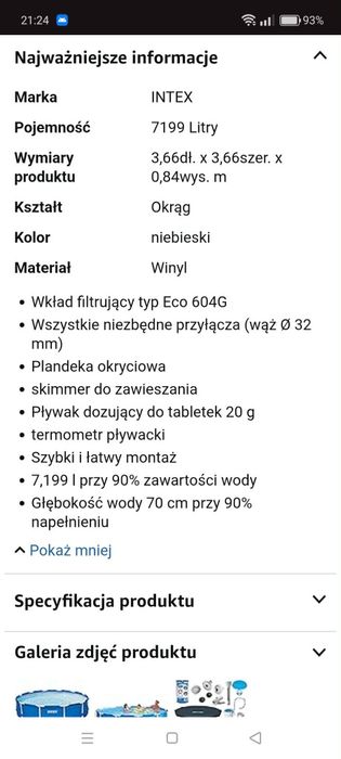 Duży basen na stelarzu
