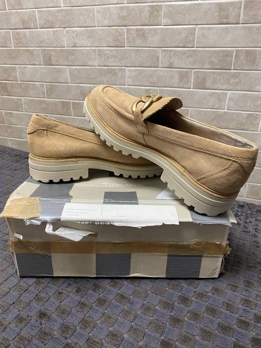 Лофери Tamaris замшеві бежеві розмір 40 нові оригінал