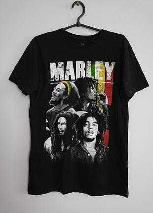 Чорна мерч-футболка Bob Marley від Zion Rootswear (made in Italy)