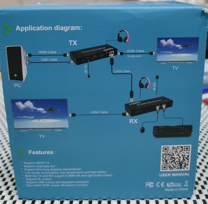 Zestaw Extender HDMI 4k 60m