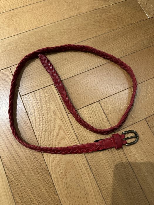 Pasek pleciony skora naturalna Massimo Dutti