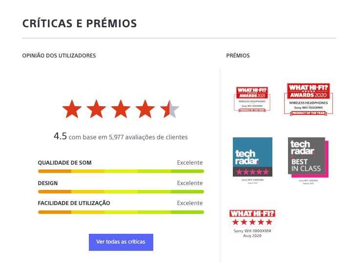 Sony WH-1000XM4 - Auscultadores com cancelamento de ruído sem fios