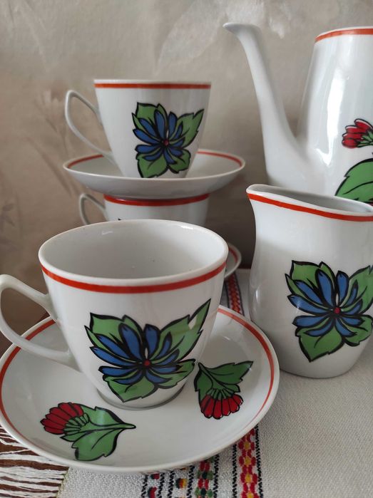 Serwis do kawy, porcelana Chodzież, filiżanki 220ml