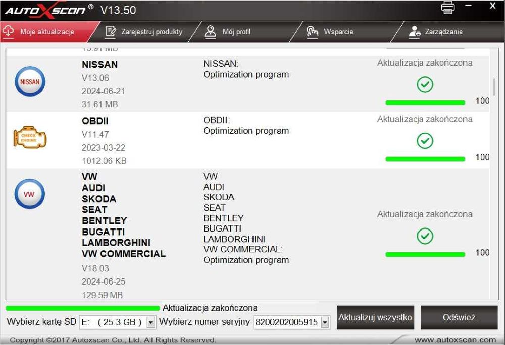 Interfejs diagnostyczny Autoxscan RS 820 Pro 11 marek aut
