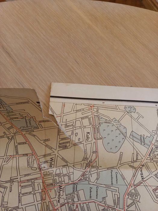 Mapa warszaway, informator komunikacyjny, spis ulic z 1955