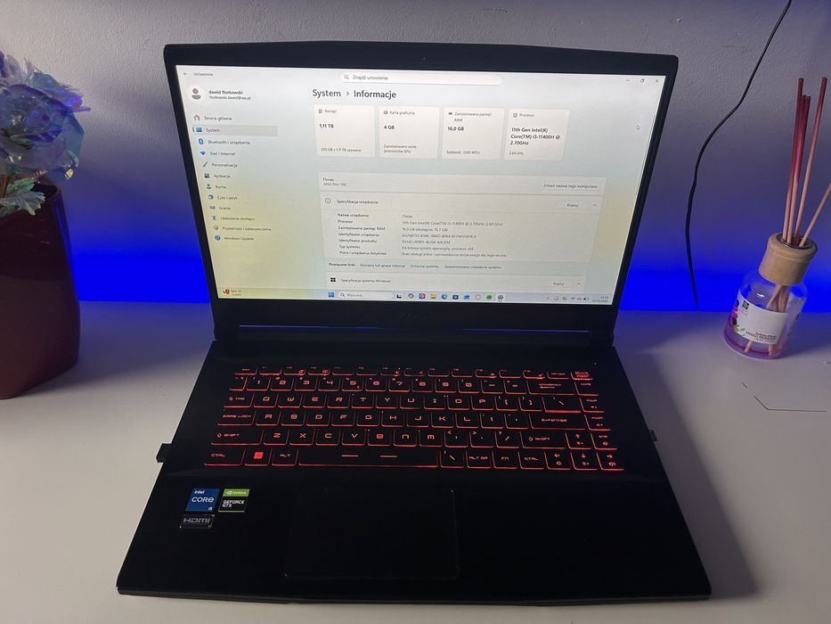 Laptop Gamingowy MSI gf63 thin