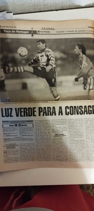 Jornal A Bola (27 Janeiro 2000) slb 1 - SPORTING 3 (Luz Verde) - Beto Acosta