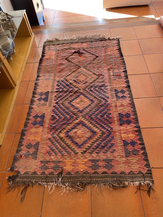 .	Tapete Kilim de Lã Antigo – Afeganistão – Vintage 175x94cm