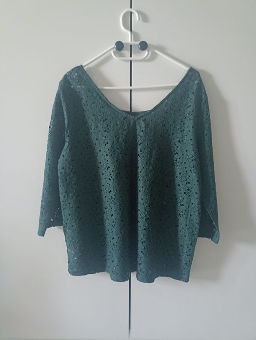 Гіпюрова блуза смарагдового кольру next  m-L