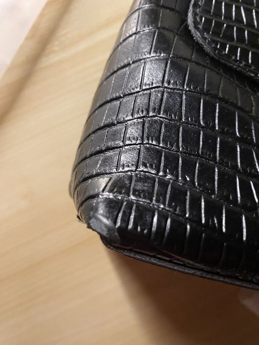 Сумочка шкіряна кроко, чорна 25*19 см