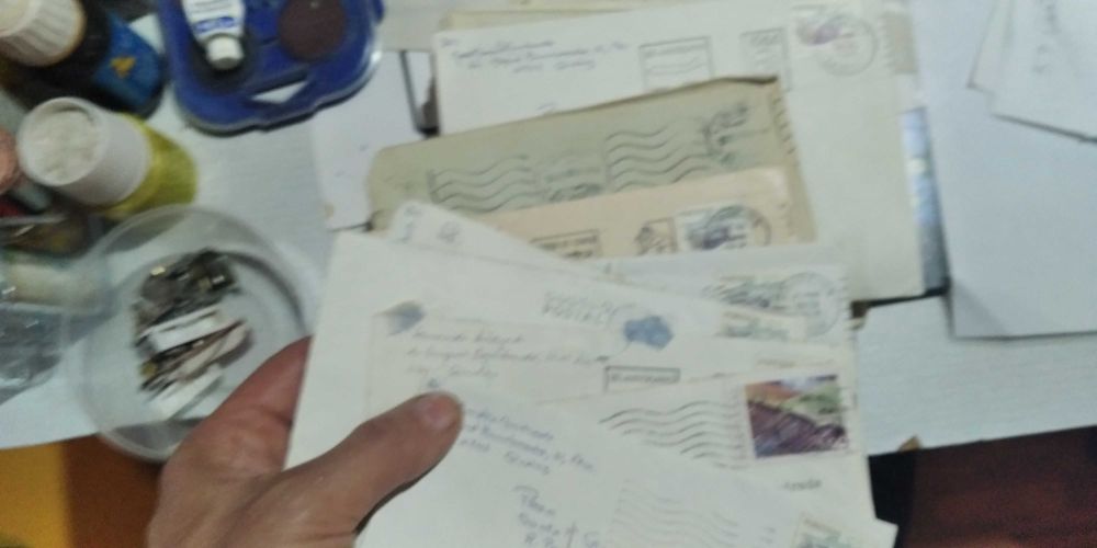Cartas de correio antigas 1943 endereçáveis c selo e carimbos da época