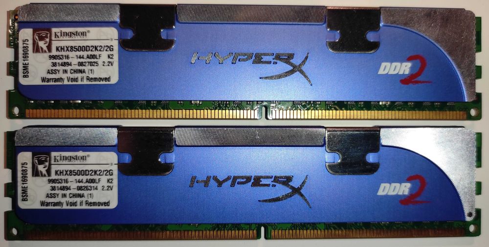 Пам'ять RAM Kingston HyperX 2GB (2x1GB) 1066MHz CL5