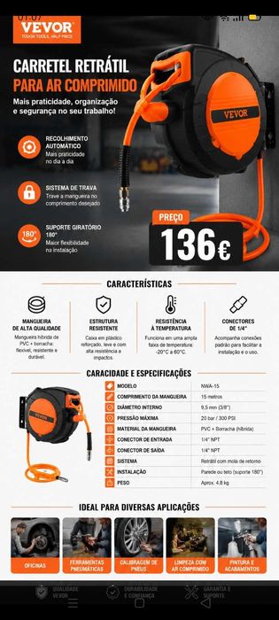 Carretel Retrátil 136€. Oportunidade