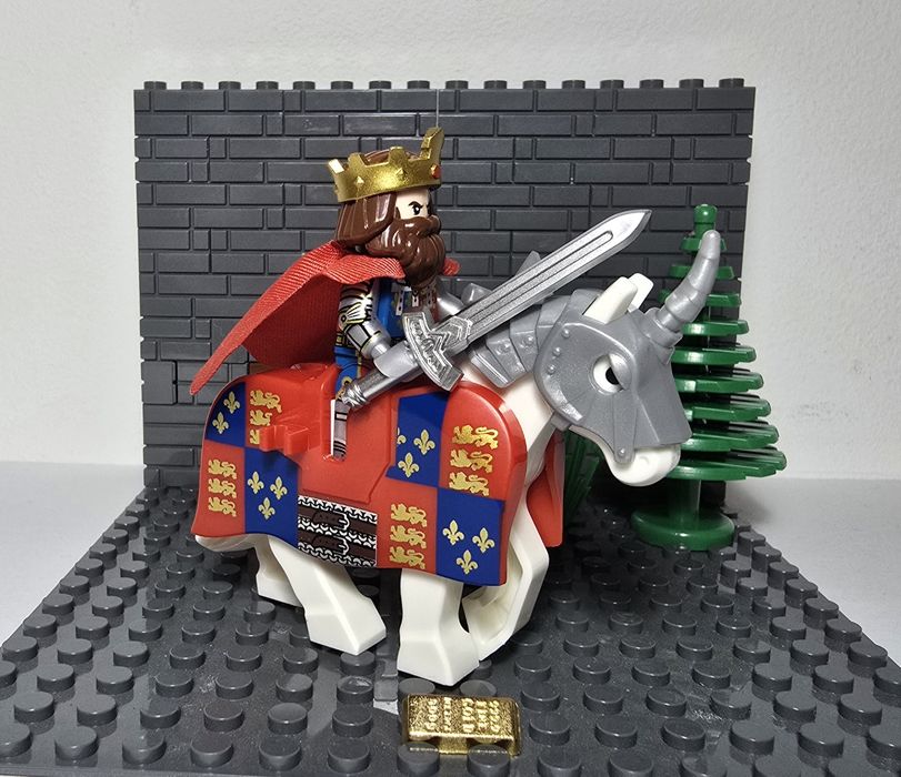 Klocki król rycerz koń kompatybilne z Lego klocki rycerz na koniu rycerze sztabka złota