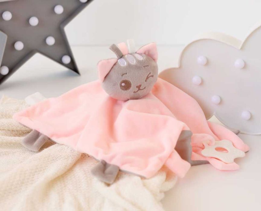 Doudou com  mordedor rosa