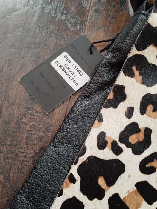 TAURUS torebka listonoszka skóra naturalna z włosiem animal print