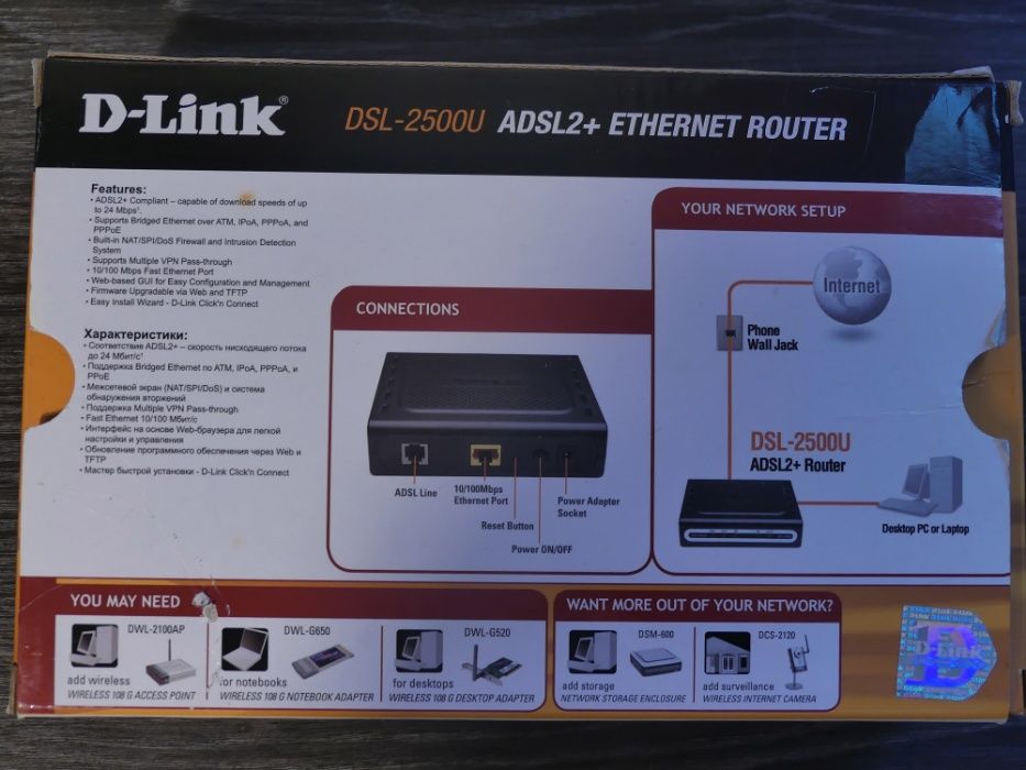 d-link dsl-2500u adsl2+ ethernet router маршрутизатор