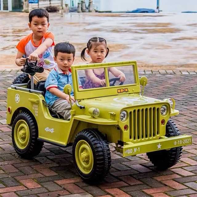 BAWIBUS.PL Auto samochód na akumulator JEEP WOJSKOWY retro 4x4 buggy