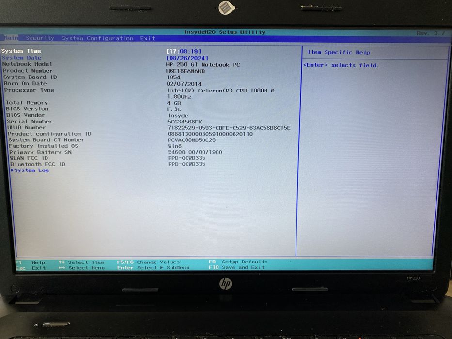Laptop HP 250 G1, notebook PC