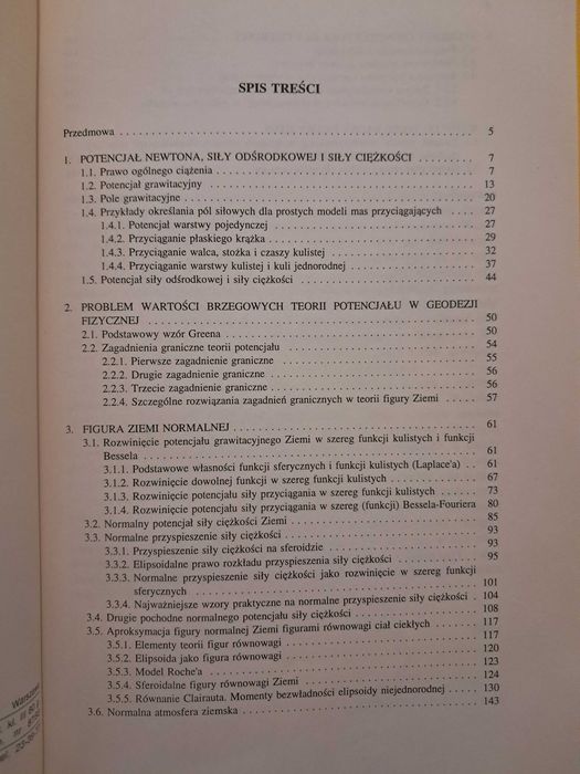 Teoria figury ziemi  , potencjał Newtona Barlik spis