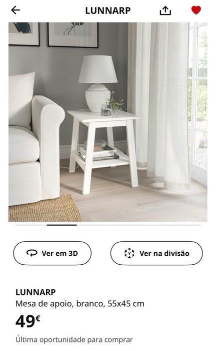 Mesa de apoio IKEA LUNNARP