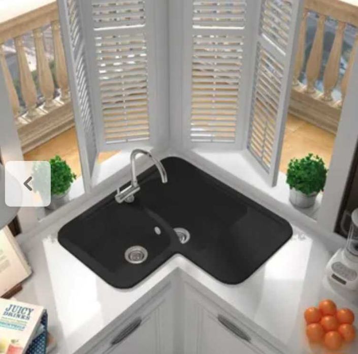 lava loiça em resina preto 82.5x82.5cm com torneira