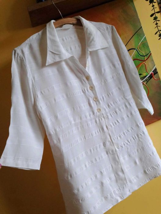 bluzka biała krótki rękaw 40-42/L-XL