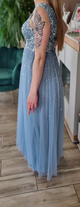 Maya deluxe cekiny tiul  nowa ML niebieska