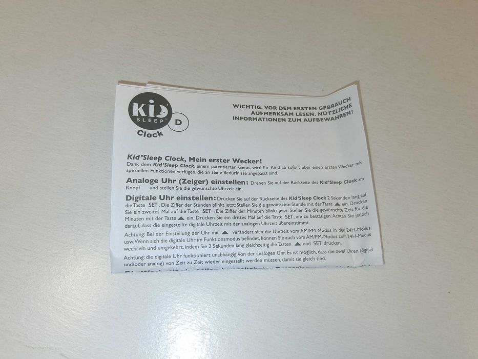 A059 Pabobo Kid'Sleep Clock Budzik Dla Dzieci Trener Snu Zasilacz